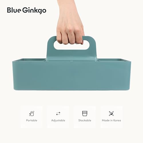 BLUE GINKGO Stackable Organizer Caddy – Korean-Made Portable Tote for Bathroom, Office, Crafts, or School Supplies (Long Rectangle, Green) - color: GREEN, size: Long Rectangle