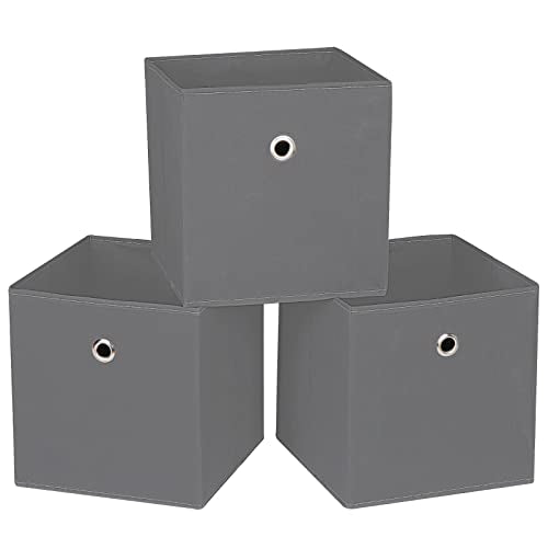 Fabric Cubes Storage Containers ,11 Inch Cloth Storage Cube Foldable Storage Bins Cubes Organizer Baskets with Dual Handles for Shelf Closet Set of 3,(Grey) - color: Grey, size: 3 pack