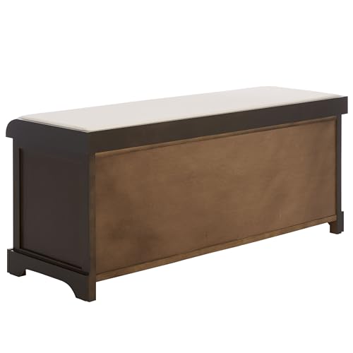 SAFAVIEH Home Collection – Lonan Dark Chocolate Storage Bench with Seat Cushion, 3 Basket Drawers, Coastal Farmhouse Entryway Design (AMH5733F) - color: Dark Chocolate