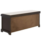 SAFAVIEH Home Collection – Lonan Dark Chocolate Storage Bench with Seat Cushion, 3 Basket Drawers, Coastal Farmhouse Entryway Design (AMH5733F) - color: Dark Chocolate