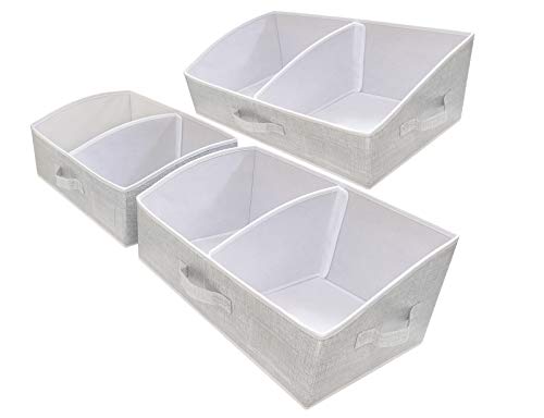 3 Packs Closet Storage Bins - Trapezoid Large Storage Box - Foldable Fabric Baskets for Organizing Clothes - Baby Toiletry, Toys, Towel, DVD, Book (Grey, 20 x 11.2 x 8.3 inches) - color: Grey, size: 20 x 11.2 x 8.3 inches