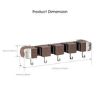 Suction Cup No Drilling Broom Holder Wall Mount, Walnut Color Mop Organizer Wall Hanging, 4 Racks 5 Hooks Tool Organizer Hanger Self Adhesive for Home, Garage, Garden, Laundry, Kitchen