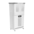 Removable Laundry Basket Organizer,3 Section Laundry Sorter with 4 Wheels,17.3×12.2×29.3in 2-Tier Divided Laundry Hamper with Wheels & Wall-Mountable Baskets,for Bedroom Laundry Room Bathroom