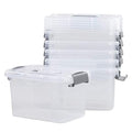 6-Pack Home Storage Bins, Plastic Container, Latching Box with Handle (Grey handle) - color: Grey handle
