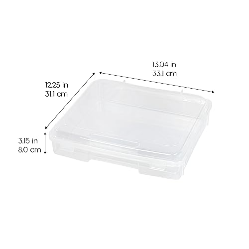 IRIS USA Board Game Storage Craft Organizer Box with Snap-Tight Latch Lid, 6-Pack Portable Plastic Case Bin for Puzzles, Magazines, Hobbies, Art Supplies, Fits 8.5" x 11" & A4 Papers, Thick, Clear - size: 6 Pack