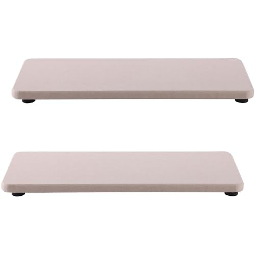 NiuYichee 2 Pcs Water Absorbing Stone Trays, Kitchen/Bathroom Sink Soap Dish, Diatomite Tray Used for Hand Soap & Cosmetic Bottles in The Modern Home, 3.15" W x 8.7" L, Light Gray - color: Light Gray, size: 8.7" x 3.15"