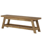 Tribesigns 55" Wood Entryway Bench with Shoe Storage, Large 2-Tier Narrow Hallway Foyer Seating Bench with Open Shelves for Entryway, Bedroom, Mudroom - color: Light Walnut