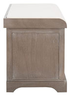 SAFAVIEH Home Collection – Freddy White Wash Storage Bench with Wicker Baskets & Cushion, Entryway Seating Bench, Fully Assembled (AMH5736G) - color: White Washed