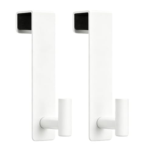 HUFEEOH 2-Pack Over The Door Hooks, Stainless Steel Door Hanger for Towels & Coats, Bathroom Towel Rack Coat Rack, Tool-Free Hooks for Hanging (White, Fits 1-3/4" Thick Door -T Shape 2 Pack) - color: White, size: Fits 1-3/4" Thick Door - "T" Shape 2 Pack