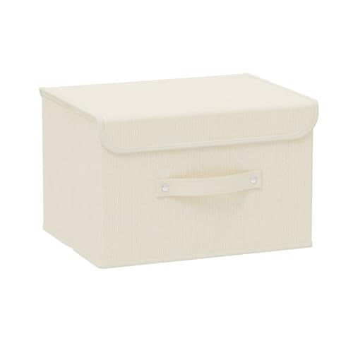 Storage Boxes, Collapsible Storage Bins with Lids, Cotton and linen cloth Storage Baskets with Handle, for Books, Closet, Bedroom, Home, 10.2x7.9x6.7 in, Beige - color: Beige, size: 10.2x7.9x6.7in(1-pack)