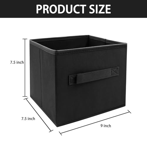 EBIGIC Black Storage Bins 9.0"x7.5"x7.5" Small Size Fabirc Foldable Closet Toy Organizer Collapsible Cloth - color: Black 1Pack, size: 9”x 7.5”x 7.5”