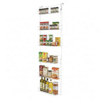Lavish Home Powder Coated Steel Closet Organizer, 6-Tier Shelves, Over the Door Pantry Organizer, with Adhesive Hooks, White - style: 6-TIER WITH HOOKS