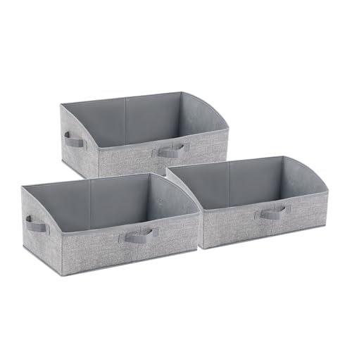 3 Pack Closet Organizers, Foldable Clothes Storage Organizers with Handles, Large Capacity, Sturdy Drawer Storage Boxes for Clothing, Underwear, Books, Shelves, Wardrobe Organizing, Grey - color: Grey
