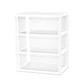Plastic Drawer Wide Tower Plastic Storage Cart with Clear Pull Out Drawers, Black (White, 3 Drawer Wide Tower Broad) - color: White