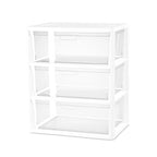 Plastic Drawer Wide Tower Plastic Storage Cart with Clear Pull Out Drawers, Black (White, 3 Drawer Wide Tower Broad) - color: White