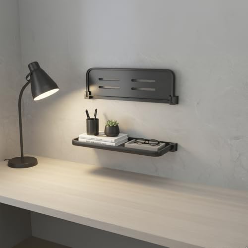 SAGUD 2pcs Bathroom Shelf Wall Mounted Hidden Foldable Shelves for Compact Camper Storage 12inch Waterproof Metal Shower Rack for Laundry Toilet Room RV Wall Organizer, Black