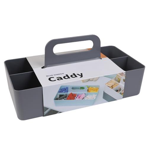 BLUE GINKGO Stackable Organizer Caddy – Korean-Made Portable Tote for Bathroom, Office, Crafts, or School Supplies (Long Rectangle, Gray) - color: GREY, size: Long Rectangle