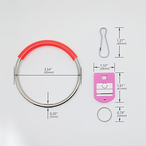 Portable Metal Ring Key Organizer with 16 Spring Hooks & Key Tags with Ring and Label Window