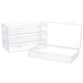BENECREAT 4 Packs 4x7.5x1.6inch Rectangle Clear PP Plastic Box Containers Bead Storage Organizer Box, Dustproof Case with Hinged Lid for Cards, Beads and Craft Supplies - size: 4x7.5x1.6inch