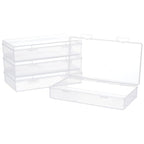 BENECREAT 4 Packs 4x7.5x1.6inch Rectangle Clear PP Plastic Box Containers Bead Storage Organizer Box, Dustproof Case with Hinged Lid for Cards, Beads and Craft Supplies - size: 4x7.5x1.6inch