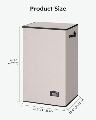 SOLEDI Laundry Hamper with Lid 90L Large & Tall Collapsible Laundry Basket, Clothes Hamper with Bag Removable Easy to Carry, Dirty Hampers for Bedroom, Bathroom, Dorm, College, Light taupe - color: Light taupe, size: 90L