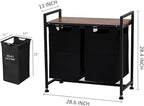Laundry Sorter Basket with 2 Compartments & Detachable Liners, 2 x 12.1 Gal, Pull-Out Oxford Fabric Bins with Ventilated Shelf for Bathroom/Laundry Room Organization - size: 28.6''L x 13''W x 28.4''H