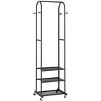 Kaitiemoo Heavy Duty Clothing Rack with Wheels,Modern Garment Rack with 3 Metal Shelves, 71.8Inches Display Rack for Hanging Clothes, Hanging Rod for Small Space,Black - color: Black