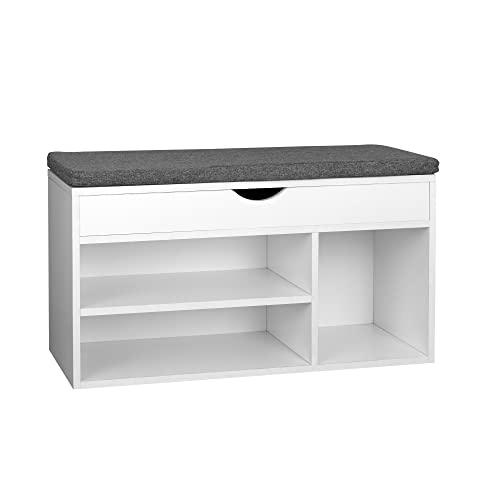 WelFurGeer Shoe Bench with Storage, White Shoe Storage Bench, Entryway Bench with Storage, Entryway Shoe Storage Bench White + Gray - color: White + Grey