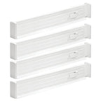 mDesign Expandable Dresser Drawer Divider with Foam Ends, Drawer Divider Locks in Place, Separators for Clothing and Accessories in Closet or Dresser Drawer, Ligne Collection, 4 Pack, White
