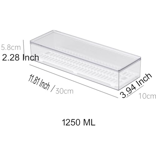 Transparent Flatware Tray Kitchen Drawer Organizer With Lid - Plastic Kitchen Cutlery Tray and Utensil Silverware Storage Container with Cover - Dinnerware Holder for Spoons Forks Knives - color: transparent