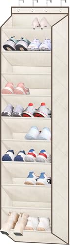 SLEEPING LAMB Shoe Rack for Door, Kids Door Shoe Organizer for Closet hanger, Narrow Hanging Sneaker Storage with Large Deep Pockets for Toddler, Girl, Baby Room Decor, Beige - color: Beige, size: 71''