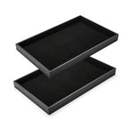 2Pcs Black Velvet Stackable Jewelry Tray Showcase Display Earring Necklace Bracelet Rings Organizer… - size: 2pcs