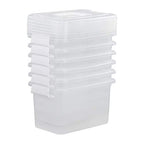 6-Pack Home Storage Bins, Plastic Container, Latching Box with Handle (White handle) - color: White handle