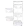 5 Tier Kitchen Storage Rack, Rotating Storage Shelf with Lockable Casters Multi-Layer Kitchen Shelf Vegetable Rotating Basket Organizer Stackable Round Storage Cart - size: 5 Tier