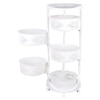 5 Tier Rotating Storage Shelf with Lockable Casters, Circular Rotating Basket Large Storage Rack with 360° Wheels 180° Rotating Multi-Layer Kitchen Storage Shelf (5 Tier) - size: 5 Tier