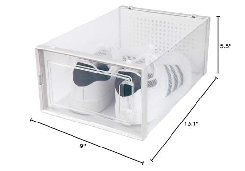 OnDisplay Clik Stackable Interlocking Shoe Box System (Standard Clear/White, Set of 2) - color: Standard Clear/White, size: Set of 2