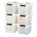 IRIS USA 19 Qt Stackable Plastic Storage Bins with Lids, 6 Pack - BPA-Free, Made in USA - Discreet Organizing Solution, Latches, Durable Nestable Containers, Secure Pull Handle - Pearl - size: 19 Qt, style: 6 Pack