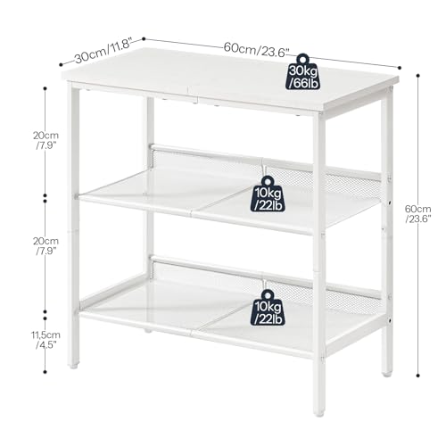 HOOBRO End Table, 3-Tier Narrow Side Table, Nightstand with 2 Flat or Slant Adjustable Shelves for Small Spaces, Hallway, Living Room, Bedroom, Sturdy, Easy Assembly, White WT23BZ01G1 - color: White