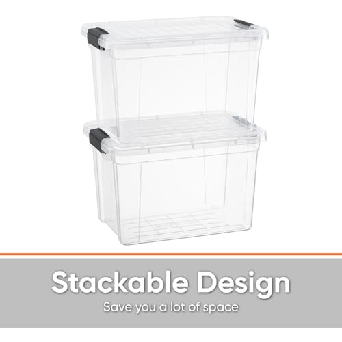 Superio Clear Storage Box with Lid, 2.5 Quart Plastic Container Bins for Organizing, Stackable Crates, BPA Free, Non Toxic, Odor Free, Organizers - size: 2.5 Quart
