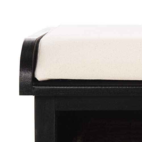 Safavieh American Homes Collection Lonan Grey and White Wicker Storage Bench - color: Black