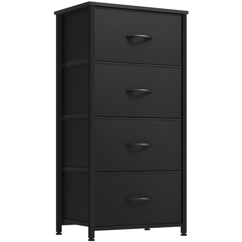 YITAHOME 4-Drawer Fabric Dresser, Furniture Storage Tower Cabinet, Organizer for Bedroom, Living Room, Hallway, Closet, Sturdy Steel Frame, Wooden Top, Easy-to-Pull Fabric Bins(Gray) - color: Grey, style: 4-Drawer
