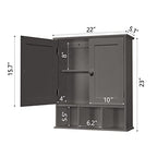 TaoHFE Grey Bathroom Cabinet,Bathroom Wall Cabinet with 2 Door Adjustable Shelves,Over The Toilet Storage Cabinet,Bathroom Cabinet Wall Mounted,Medicine Cabinets for Laundry Room Kitchen - color: Grey