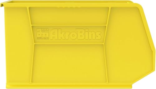 Akro-Mils 30265 AkroBins Plastic Storage Bins, Space-Saving Stackable Bins for Garage, Pantry, Craft Organization, 18-" x 8.25-" x 9-", Yellow, 6-Pack - color: Yellow
