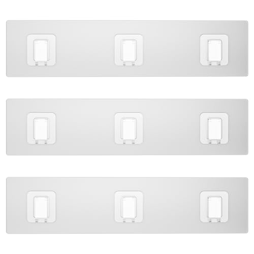 Lsnisni 3 Pack Shower Caddy Adhesive Replacement, Waterproof Shower Shelf Adhesive Strips, Strong Adhesive Flat Hooks for Bathroom Storage Shelves and Kitchen Racks No Drilling, Clear - color: Transparent-3 Pack