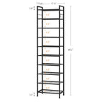 usikey 10 Tiers Narrow Shoe Rack 20-30 Pairs, Sturdy Metal Tall Shoe Rack Shelf with 4 Hooks, Slim Shoe Storage with Metal Shelf, Space Saving Vertical Shoe Organizer for Entryway Black UNYXJX018H - color: 10 Tier ( 17.9 X 11 X 69.2 Inches)-black