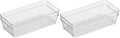 Oggi Clear Drawer Organizer - 3" X 6"- Ideal for Organizing Kitchen Drawers, Office, Desk, Silverware, Kitchen Utensils, Cosmetics and Bathrooms (Pack of 2) - size: 3" by 6" (Pack of 2)