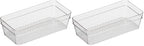 Oggi Clear Drawer Organizer - 3" X 6"- Ideal for Organizing Kitchen Drawers, Office, Desk, Silverware, Kitchen Utensils, Cosmetics and Bathrooms (Pack of 2) - size: 3" by 6" (Pack of 2)