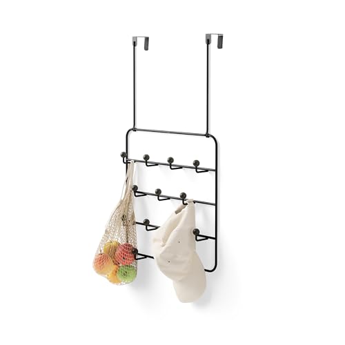 Umbra Estique Over The Door Coat Rack & Multi-Use Organizer, for Coats, Bags, Hats & More, Black/Walnut - color: Black/Walnut, size: Large