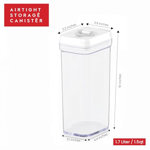 DWËLLZA KITCHEN Airtight Food Storage Containers with White Lids 1.7L - 4 Pc Air Tight Pantry Storage Containers Clear Kitchen Organization and Storage Set BPA-Free - Keeps your Food Fresh & Dry - color: 02 - 1.4 Liters (Set of 4)