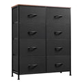 WLIVE Tall Fabric Dresser with 8 Drawers, Storage Tower with Fabric Bins, Double Dressers, Chest of Drawers for Closet, Bedroom, Living Room, Hallway, Dorm, Black and Rustic Brown - color: Black and Rustic Brown, style: General